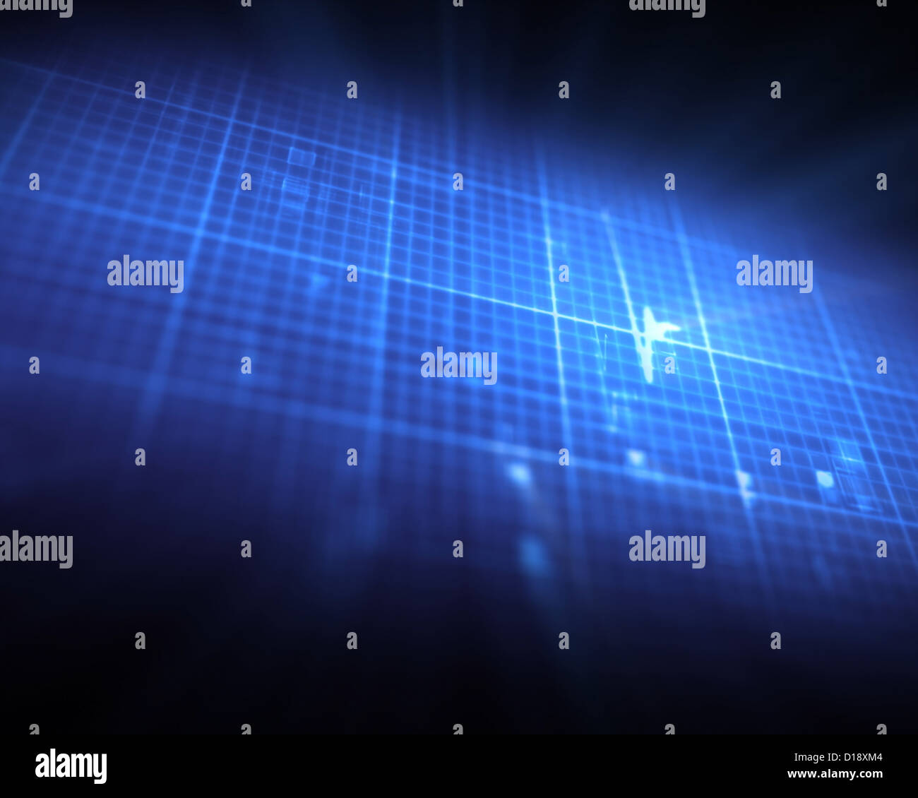 Griglia blu con ECG heartbeat Foto Stock