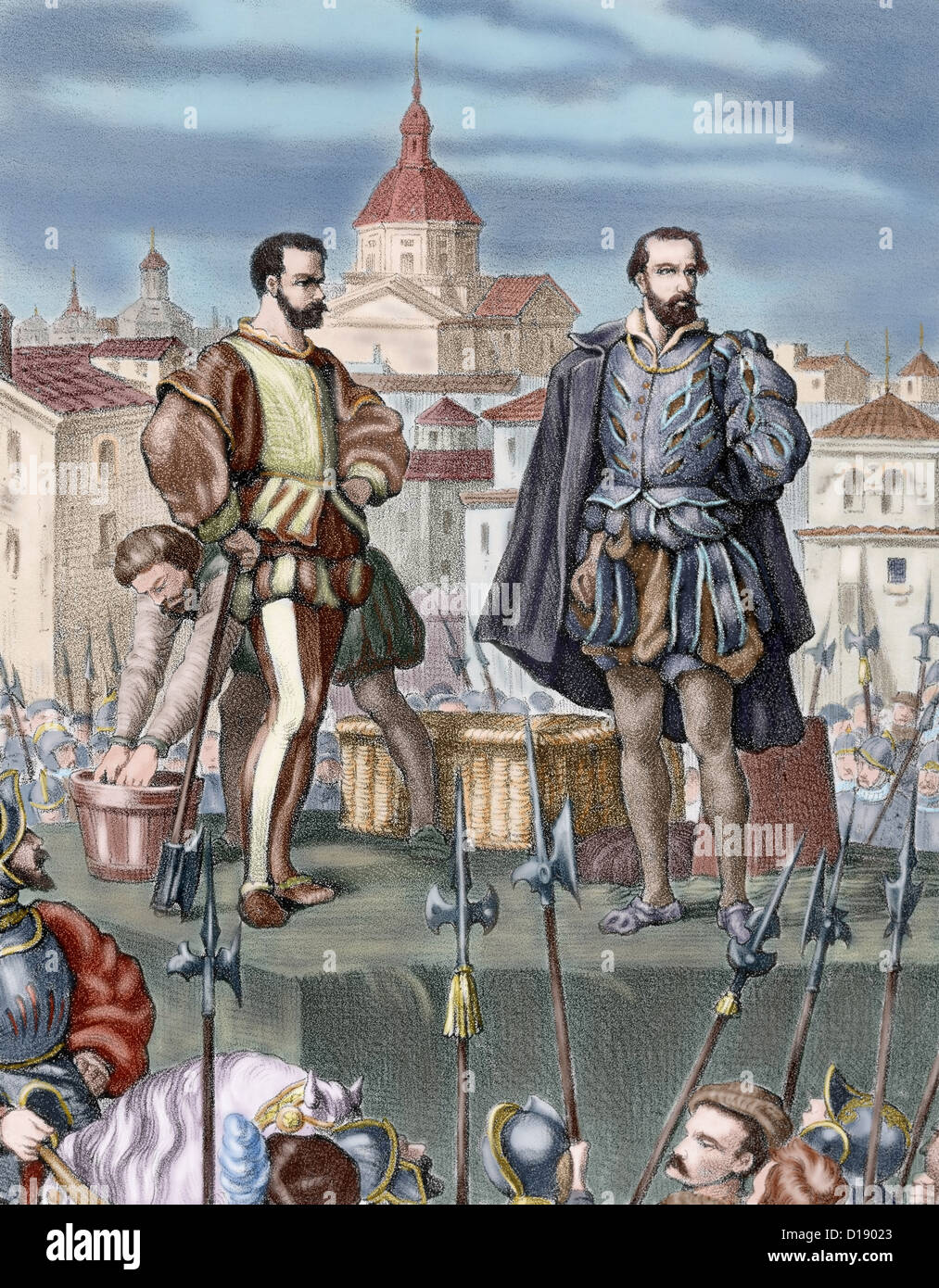 Spagna. Aragona. La repressione delle truppe castigliano: la morte di Don Juan de Lanuza (1564-1591) a difendere Antonio Perez. Foto Stock