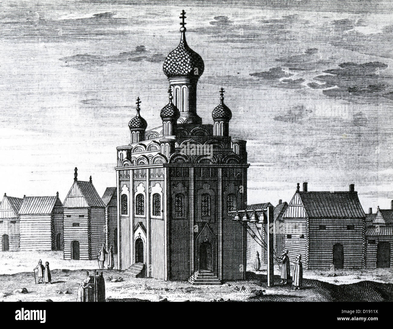 Cremlino di Mosca il Campanile di Ivan il Grande da Adam Olearius libro Vogages nel 1656 Foto Stock