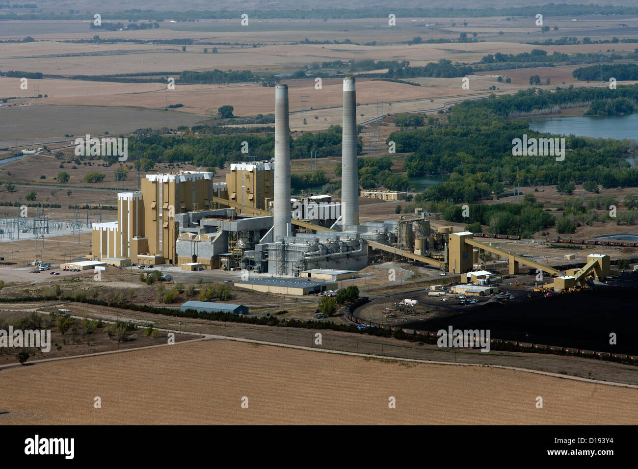 Fotografia aerea Coal Fired power plant Nebraska Foto Stock