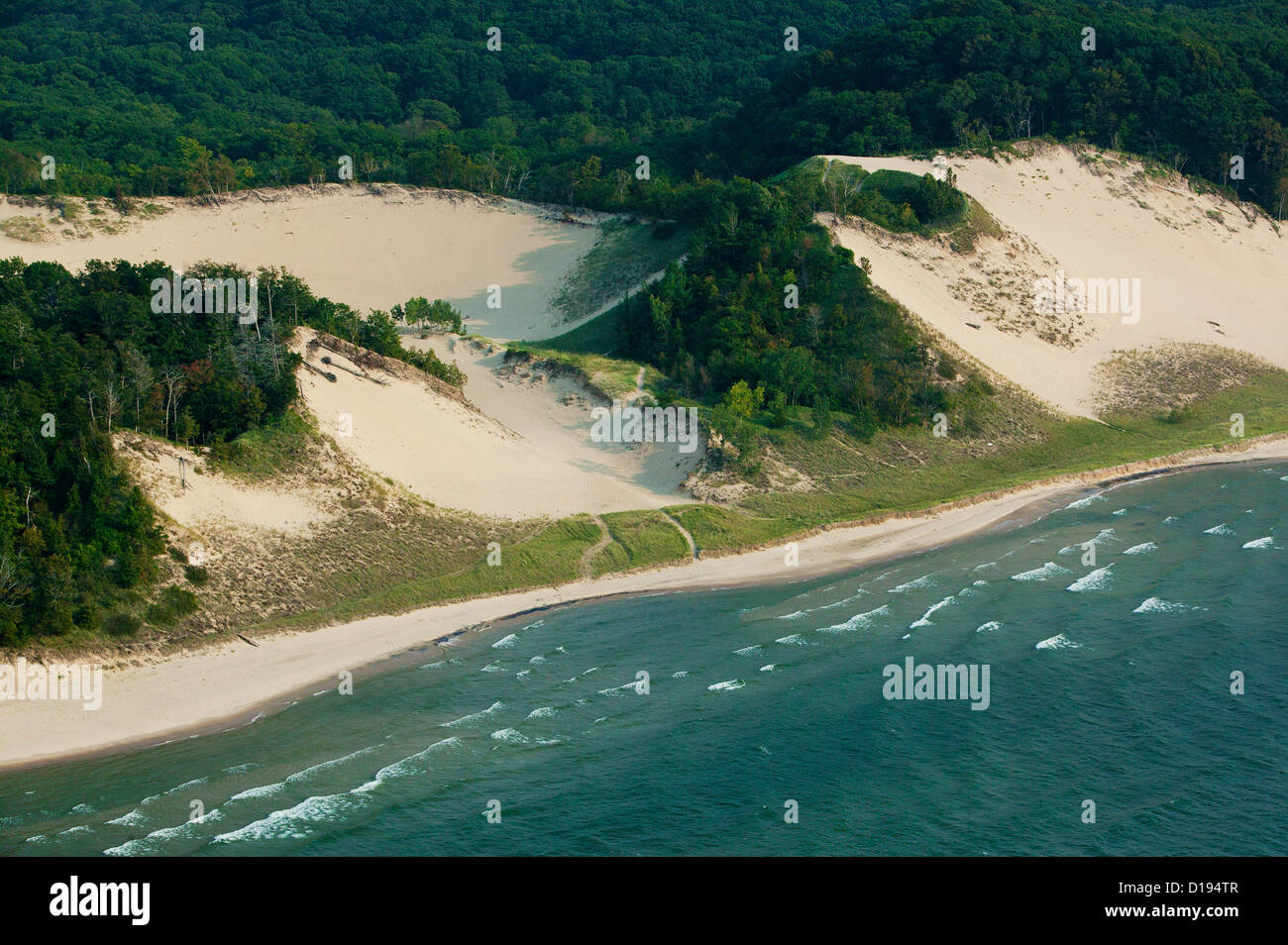 Fotografia aerea dune di sabbia sul lago Michigan, Michigan litorale Foto Stock