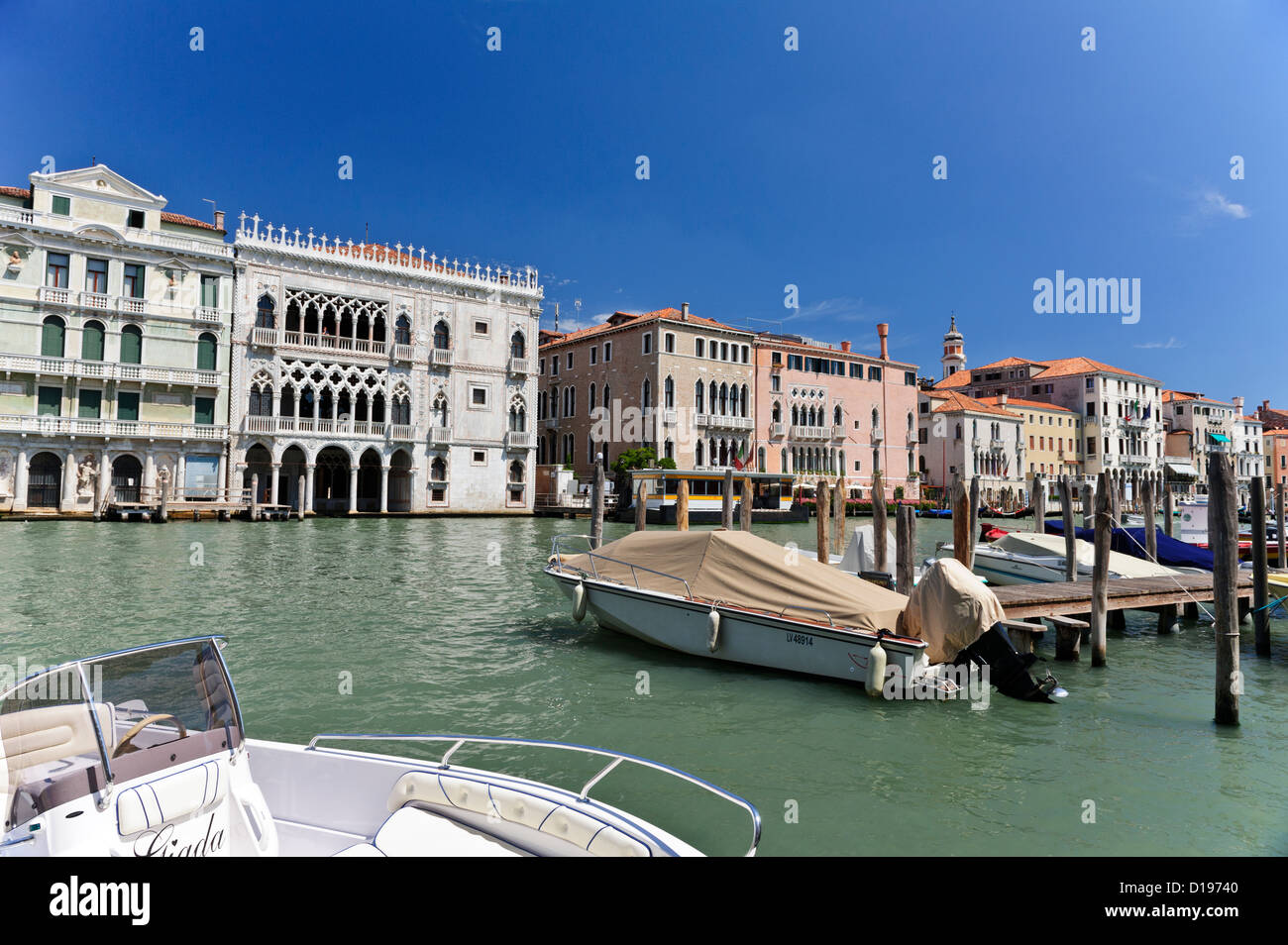 Grand Canal vicino a Ca' D'Oro, Venezia, Italia. Foto Stock