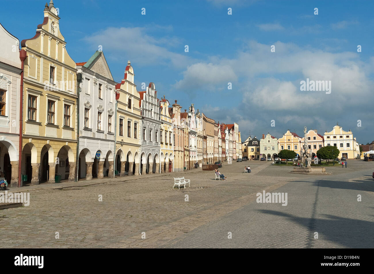 Elk188-3218 Repubblica Ceca, Telc, namesti Zachiariase z Hradec, piazza principale con xvi c case rinascimentali Foto Stock