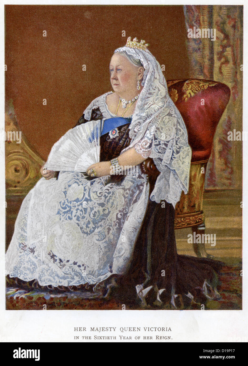 Victorian ritratto della regina Victoria nel sessantesimo anno del suo regno Foto Stock