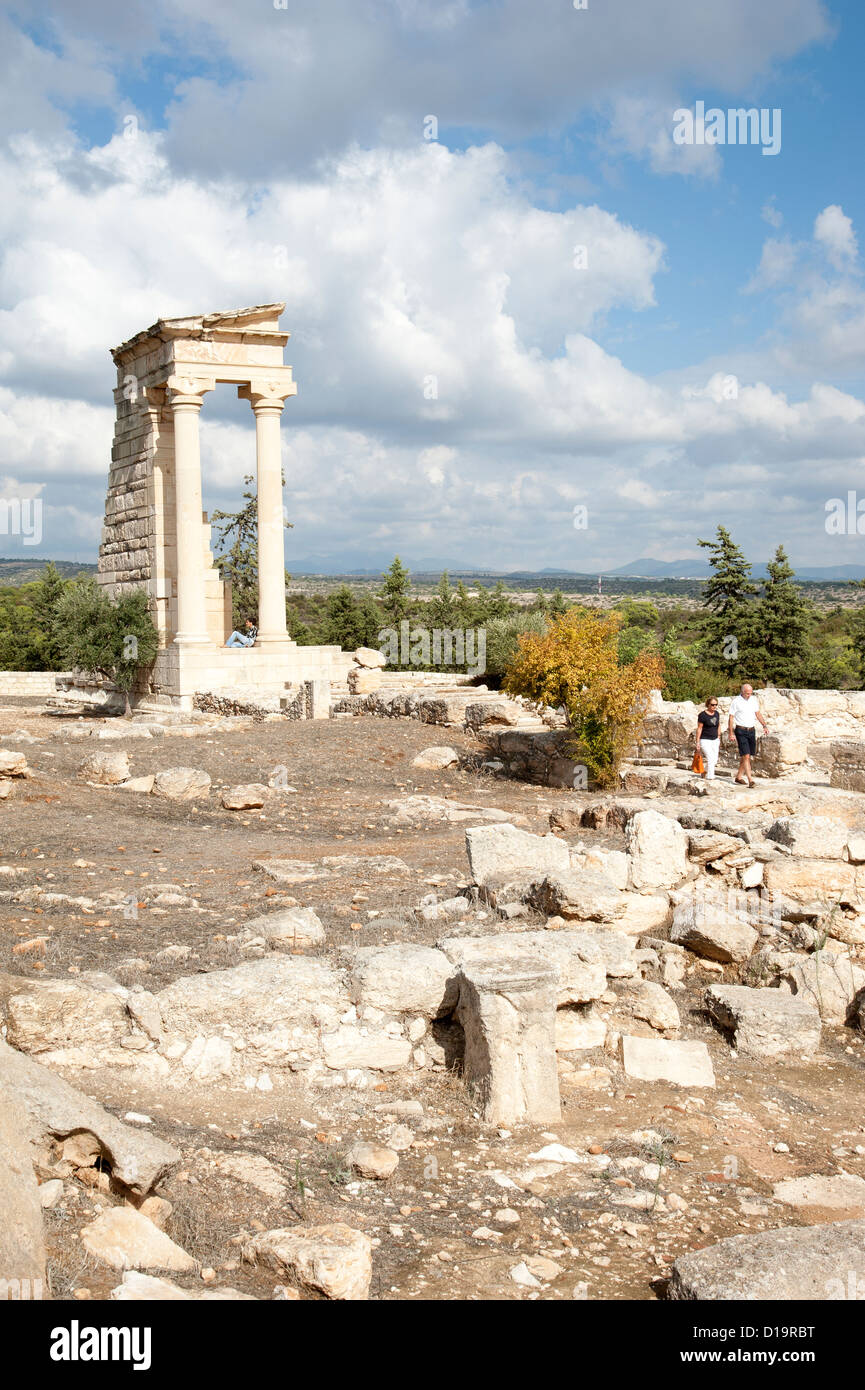 Il Tempio di Apollo in parte restaurato santuario di Apollon Ylatis a Kourion sito archeologico di Cipro Foto Stock
