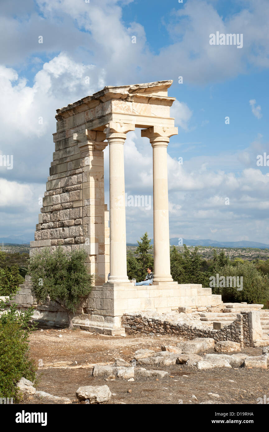 Il Tempio di Apollo in parte restaurato santuario di Apollon Ylatis a Kourion sito archeologico di Cipro Foto Stock