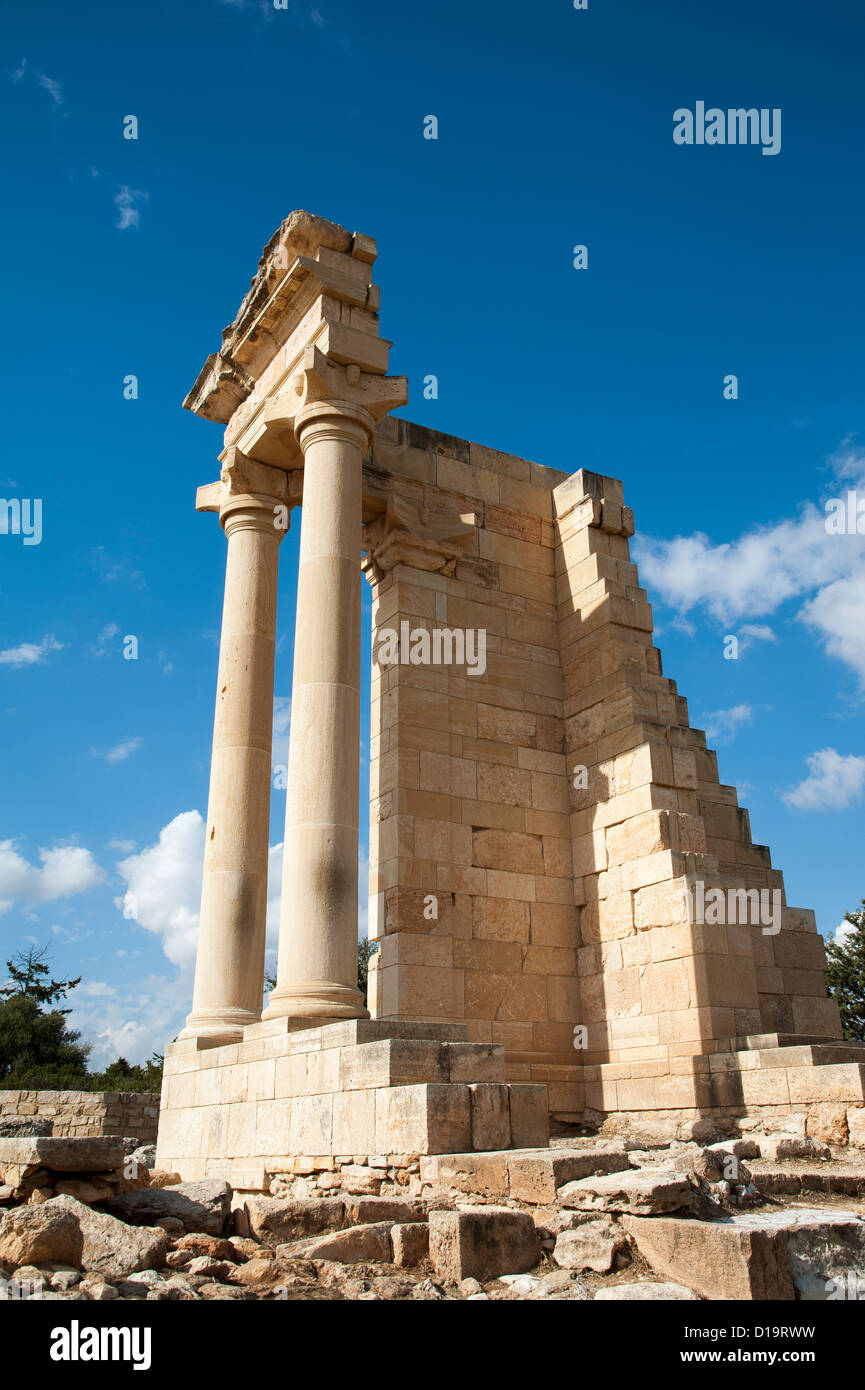 Il Tempio di Apollo in parte restaurato santuario di Apollon Ylatis a Kourion sito archeologico di Cipro Foto Stock