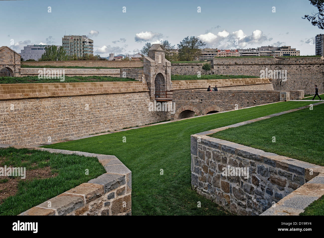 Recinto fortificato sulla parte interna della città di Pamplona, Navarra, Spagna, Europa Foto Stock