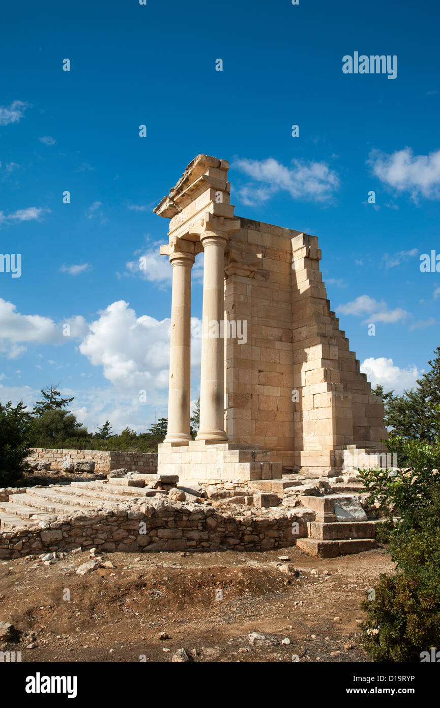 Il Tempio di Apollo in parte restaurato santuario di Apollon Ylatis a Kourion sito archeologico di Cipro Foto Stock