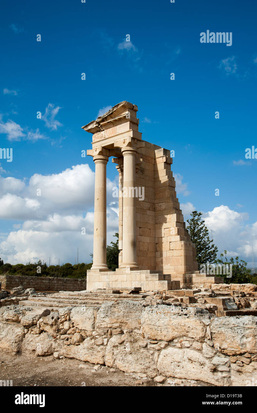 Il Tempio di Apollo in parte restaurato santuario di Apollon Ylatis a Kourion sito archeologico di Cipro Foto Stock