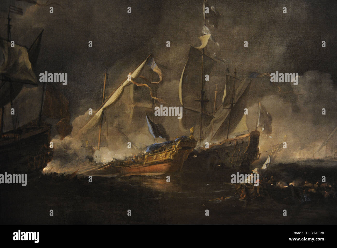 Willem van de Velde il Giovane (1633-1707). Pittore olandese. Una cucina Turca in un incontro con due navi di guerra britanniche, 1672. Foto Stock