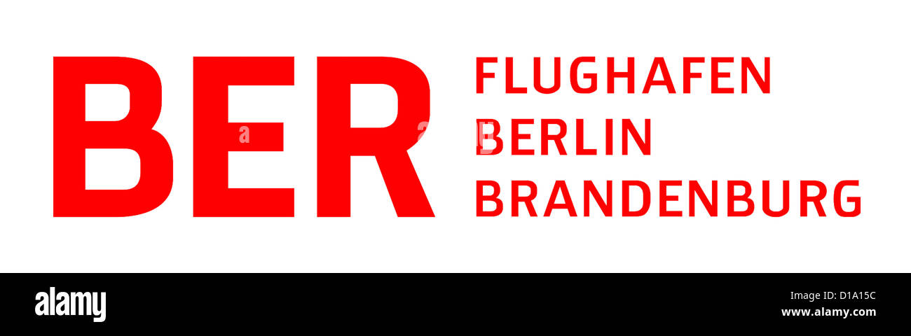 Il logo del nuovo aeroporto Berlin Brandenburg BER in Schoenefeld. Foto Stock