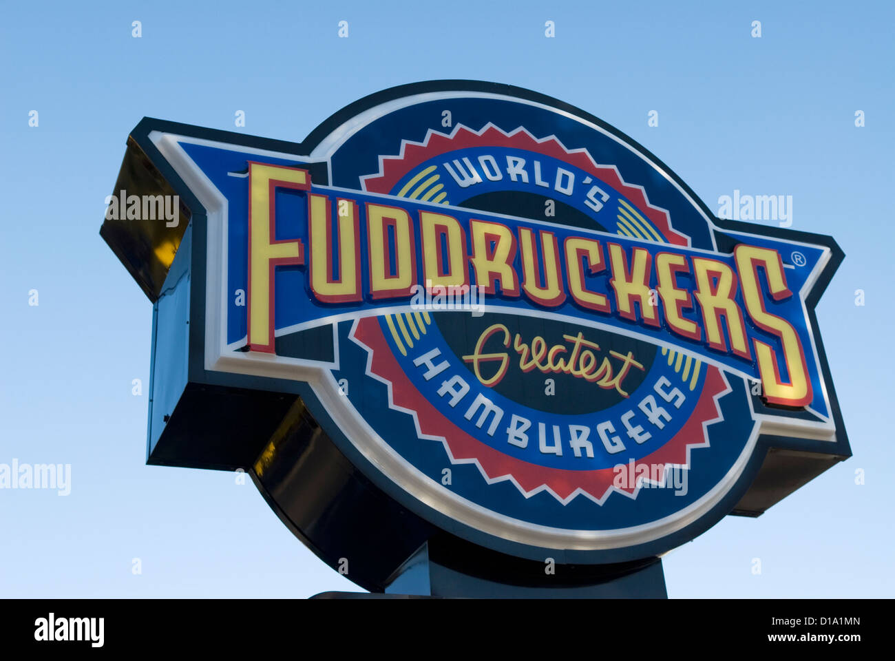 Fuddruckers Restaurant Sign USA Foto Stock