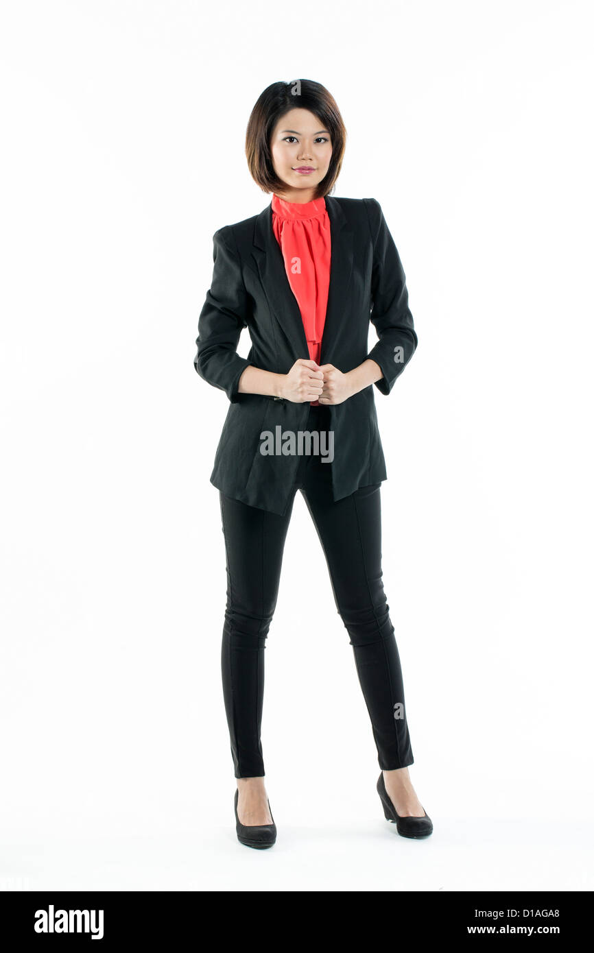 A piena lunghezza Ritratto di cinese bella donna d'affari Foto Stock