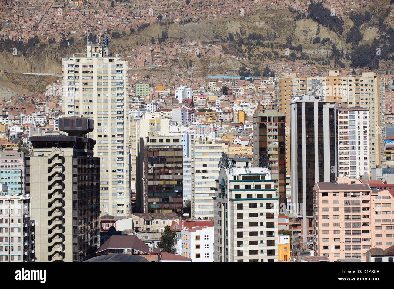Vista del centro della città di La Paz in Bolivia Foto Stock