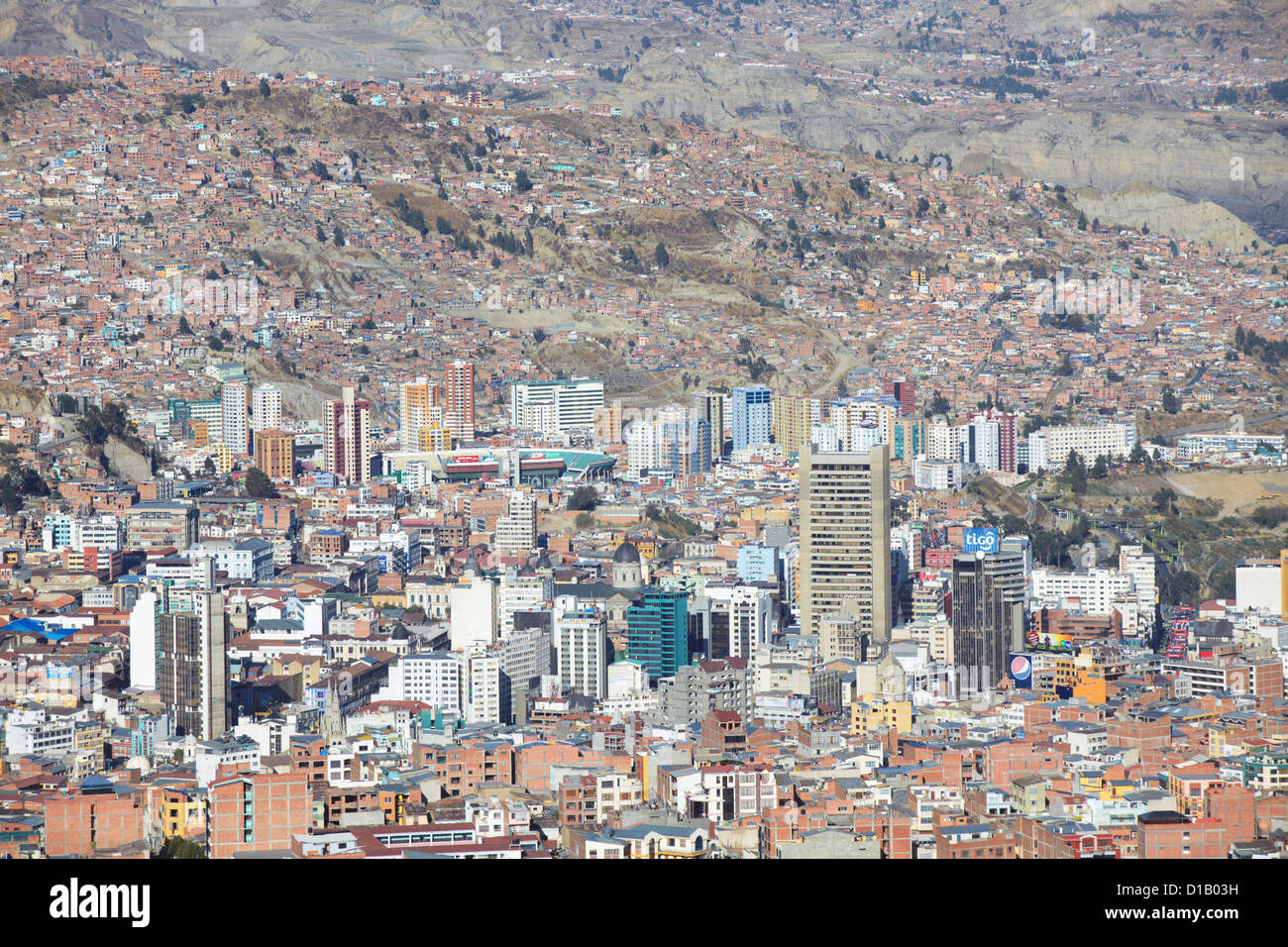 Vista del centro della città di La Paz in Bolivia Foto Stock