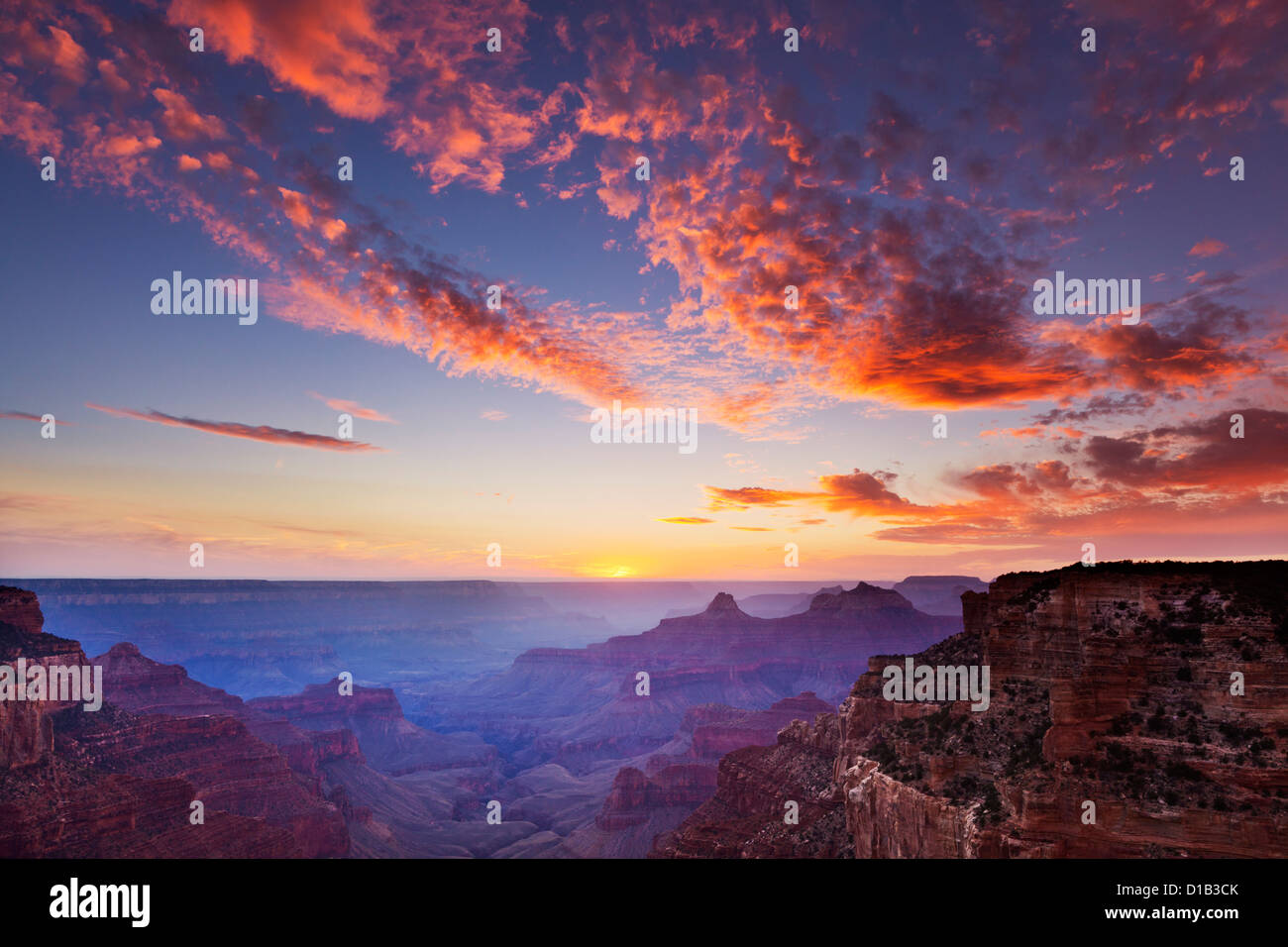 Cape Royal Vista al tramonto North Rim del Grand Canyon National Park, Arizona, Stati Uniti Stati Uniti d'America Foto Stock