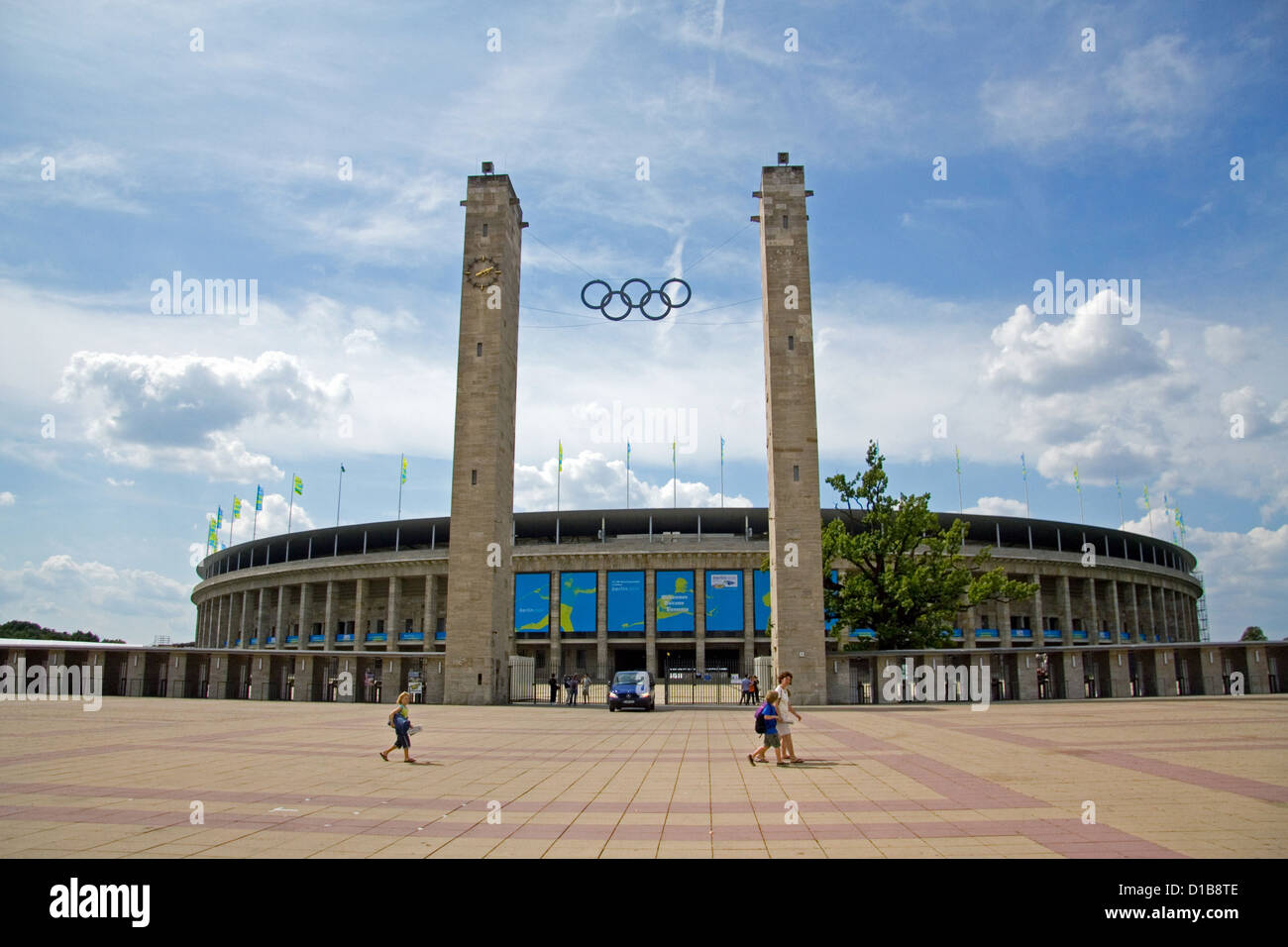 Berlino, Germania, Stadio Olimpico ingresso principale ai Campionati del Mondo di atletica leggera-decorazione Foto Stock