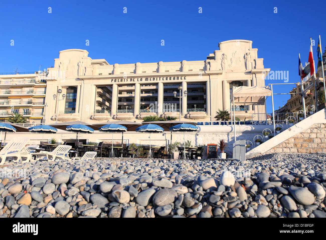 Il Palais de la Méditerranée sulla Promenade des Anglais di Nizza città Foto Stock