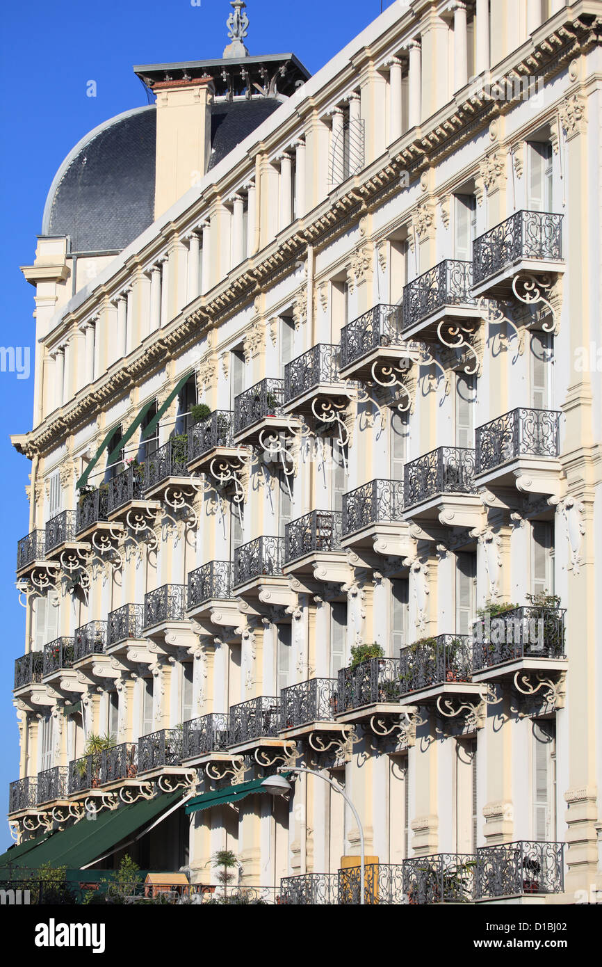 La Regina edificio è un palazzo antico hotel e una tipica architettura Belle Epoque nella città di Nizza Foto Stock