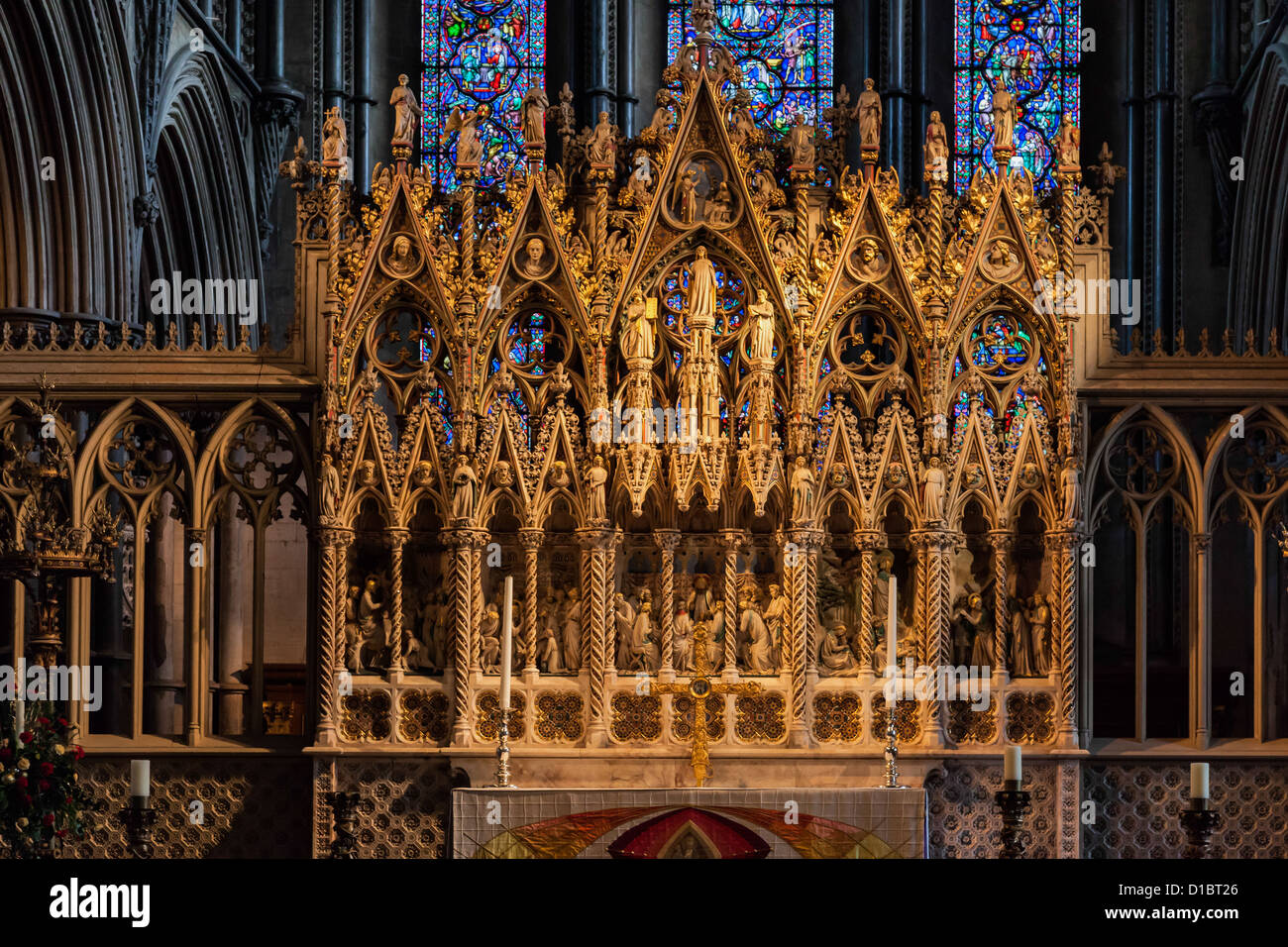 Un altare nella Cattedrale di Ely Foto Stock