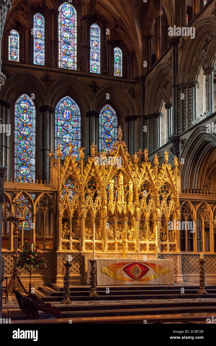 Un altare nella Cattedrale di Ely Foto Stock