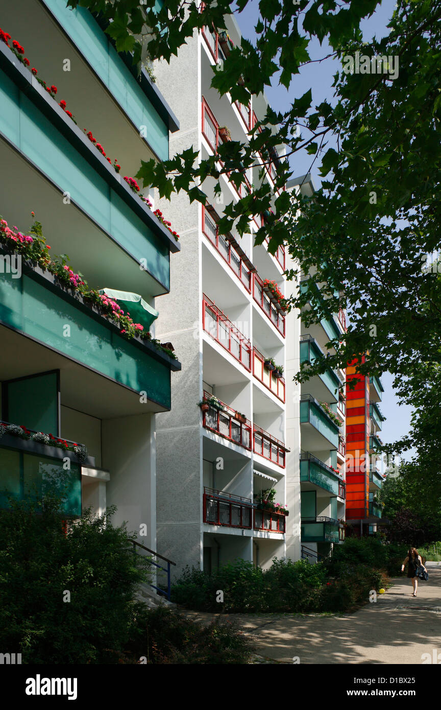 Berlino, Germania, è stato ristrutturato in prefabbricato di Marzahn-Hellersdorf Foto Stock