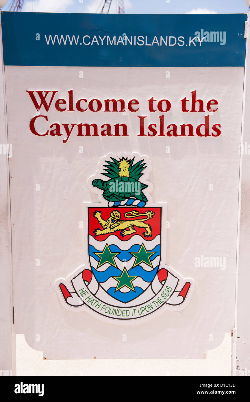 British West Indies, Isole Cayman, Grand Cayman, segno di benvenuto Foto Stock