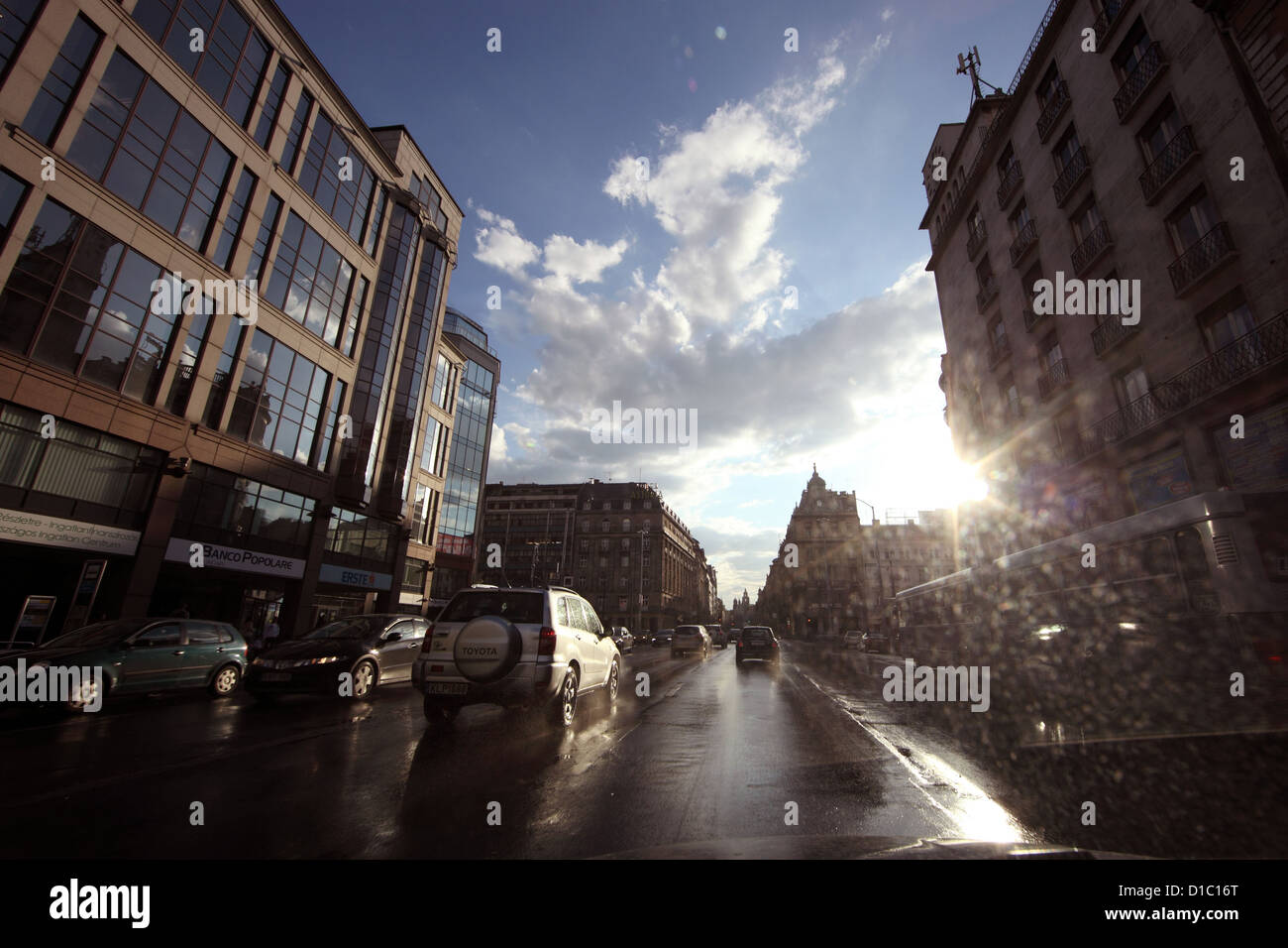 Budapest, Ungheria, icona foto, scarsa visibilità sulla strada Foto Stock