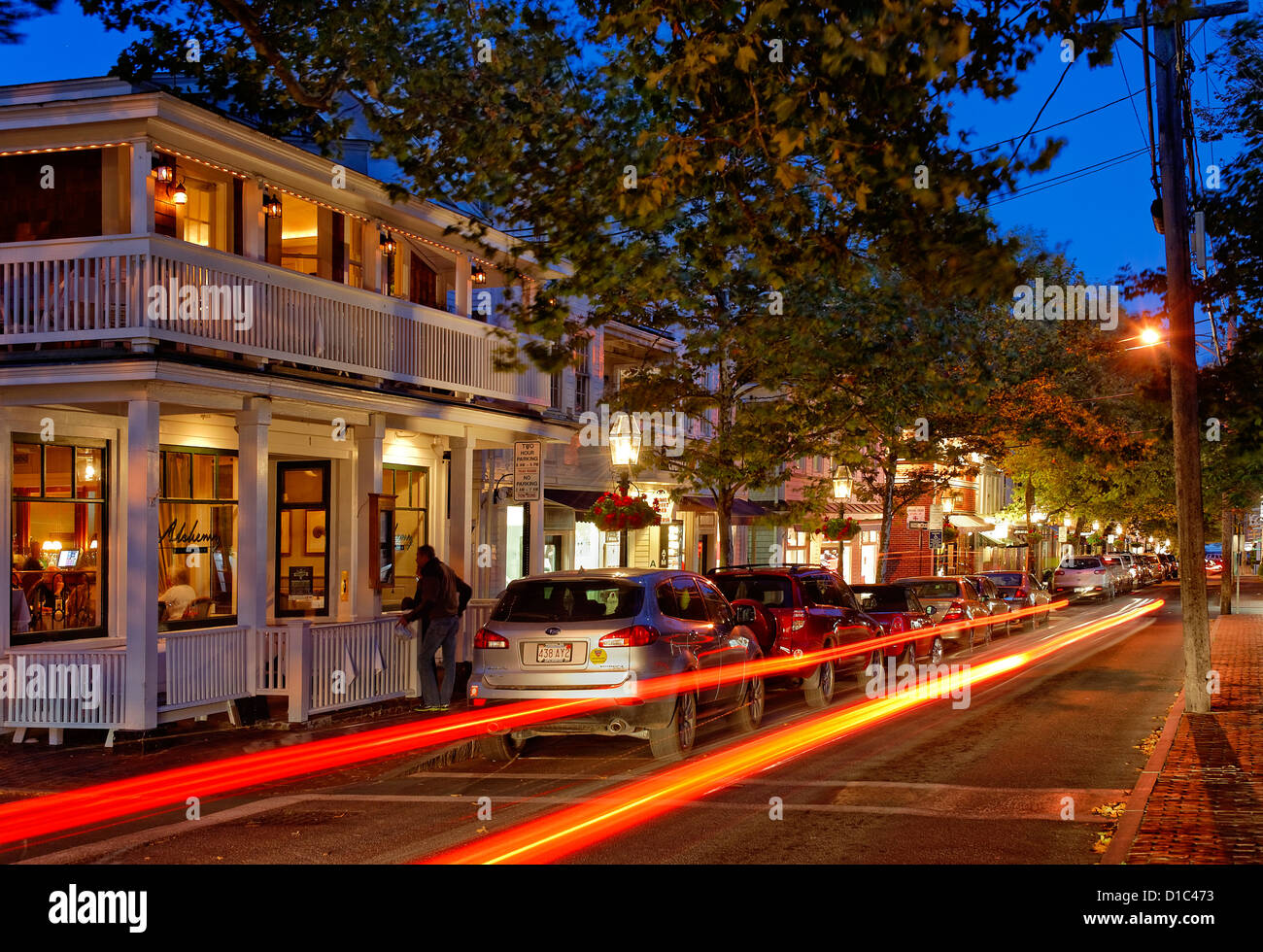 La vita notturna di Edgartown, Martha's Vineyard, Massachusetts, STATI UNITI D'AMERICA Foto Stock