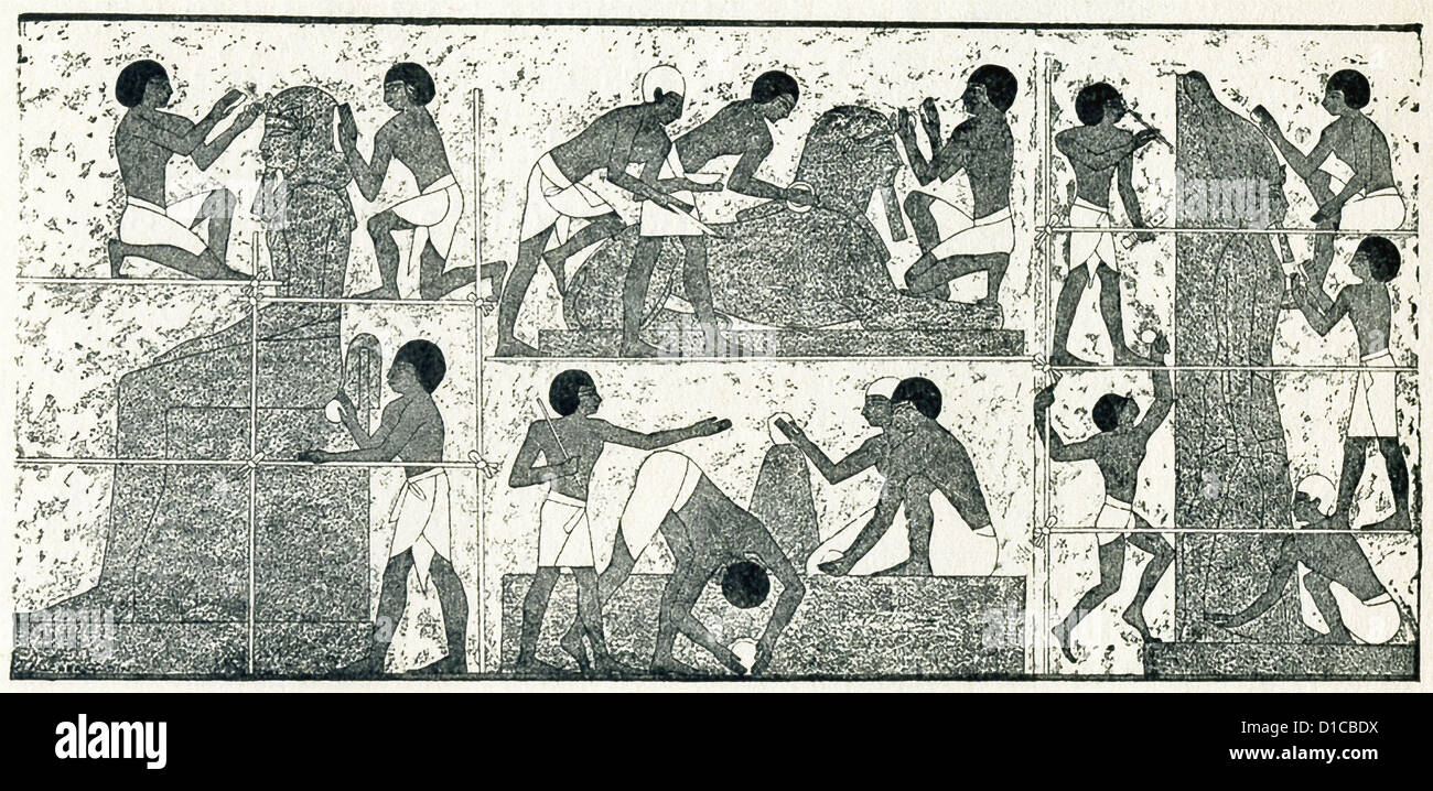 Questa scena dello scultore's studio è nella tomba di Rekhmire (Rakhmiri), un nobile e ufficiale che ha vissuto a Tebe. Foto Stock