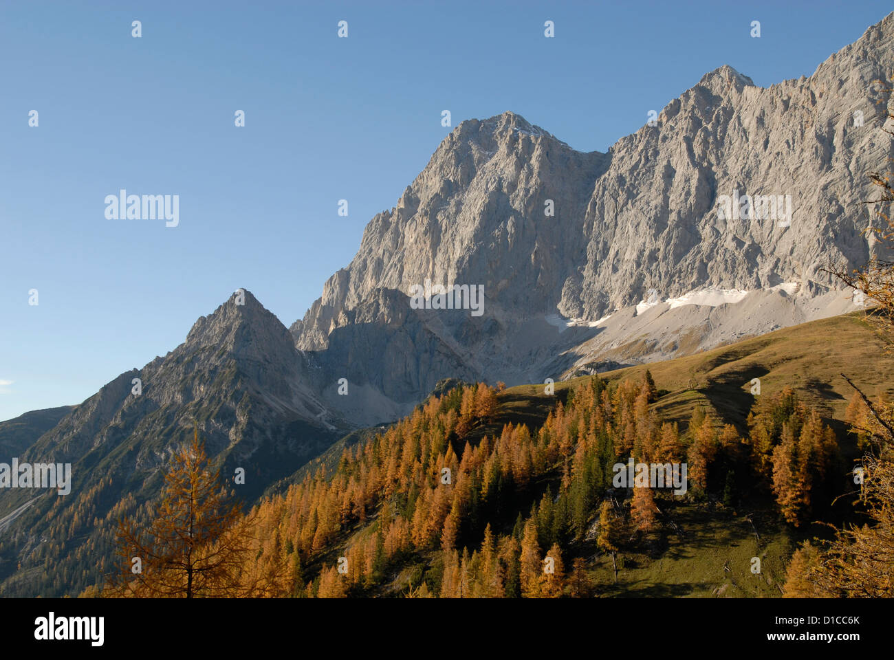 Dachstein, visto da sud, Steiermark, Alpi, Austria Foto Stock