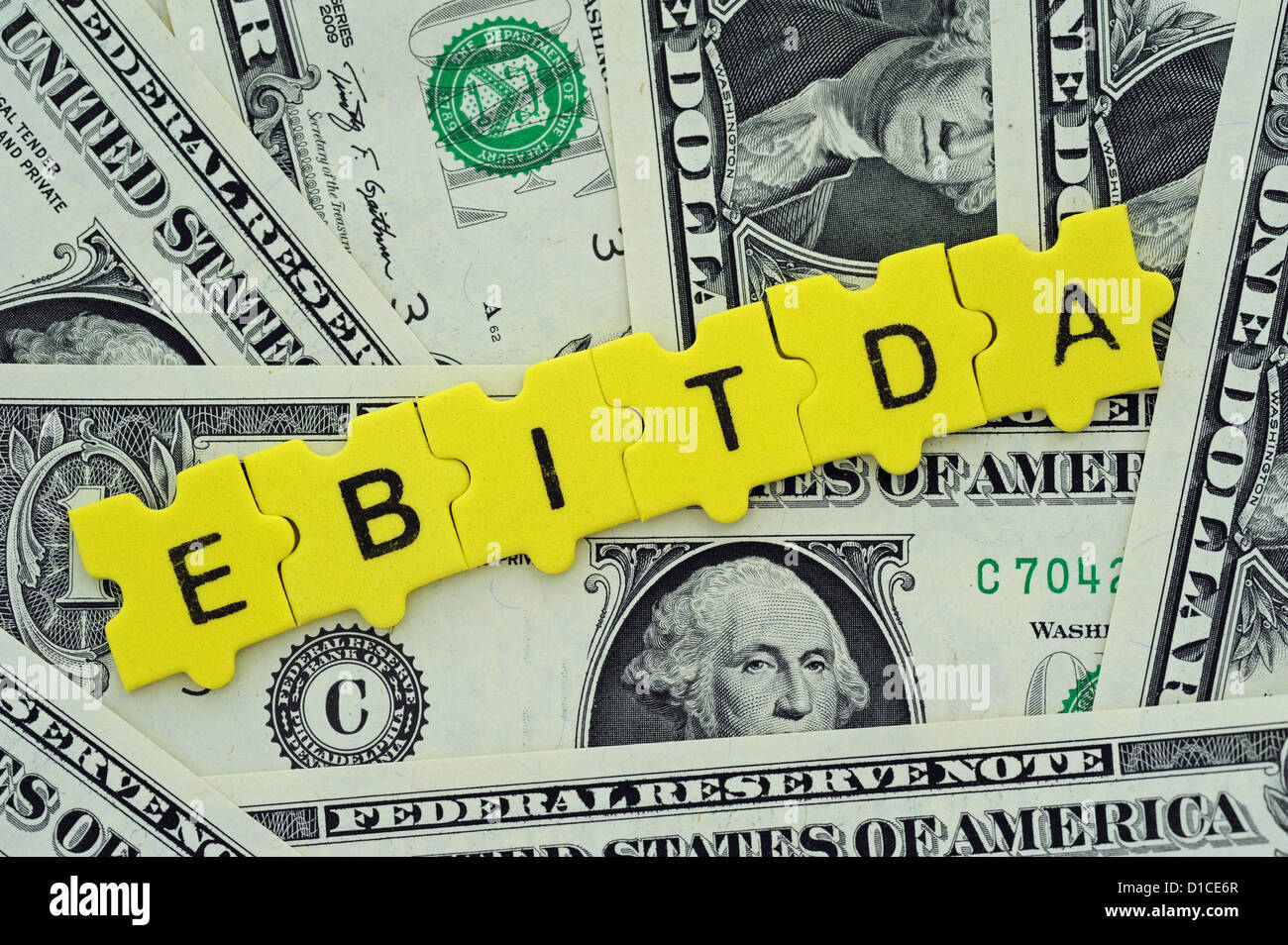 Rapporti finanziari, EBITDA = Utile al lordo di interessi, imposte e ammortamenti Foto Stock