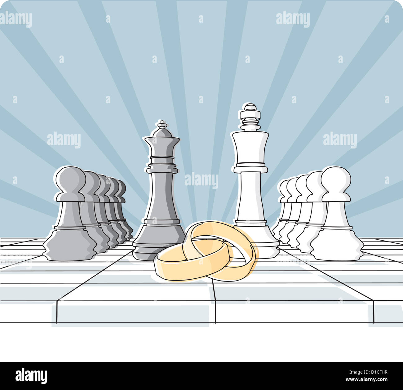 Scacchi di nozze Etude Foto Stock