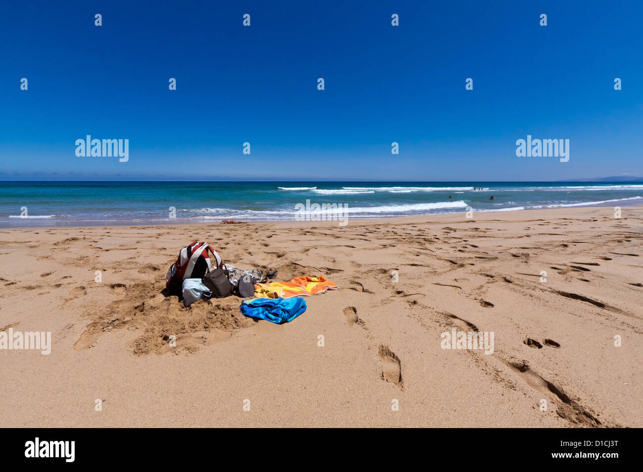 La roba in spiaggia a Fuerteventura, Spagna Foto Stock