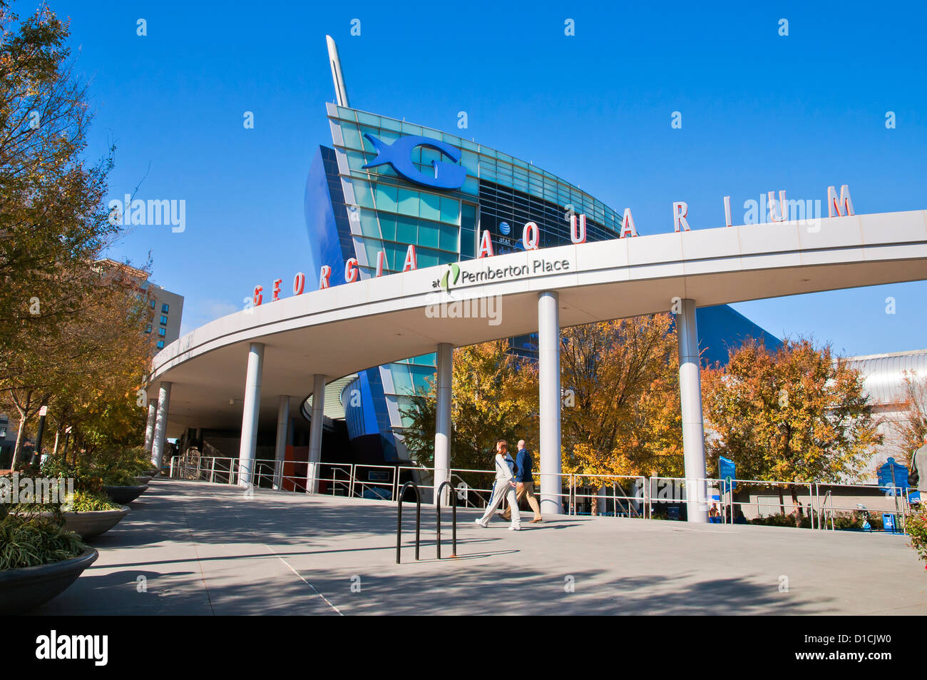 Acquario di Georgia, Pemberton place, casa del Mondo di Coca Cola e il Georgia Aquarium Atlanta, Georgia, Stati Uniti d'America Foto Stock