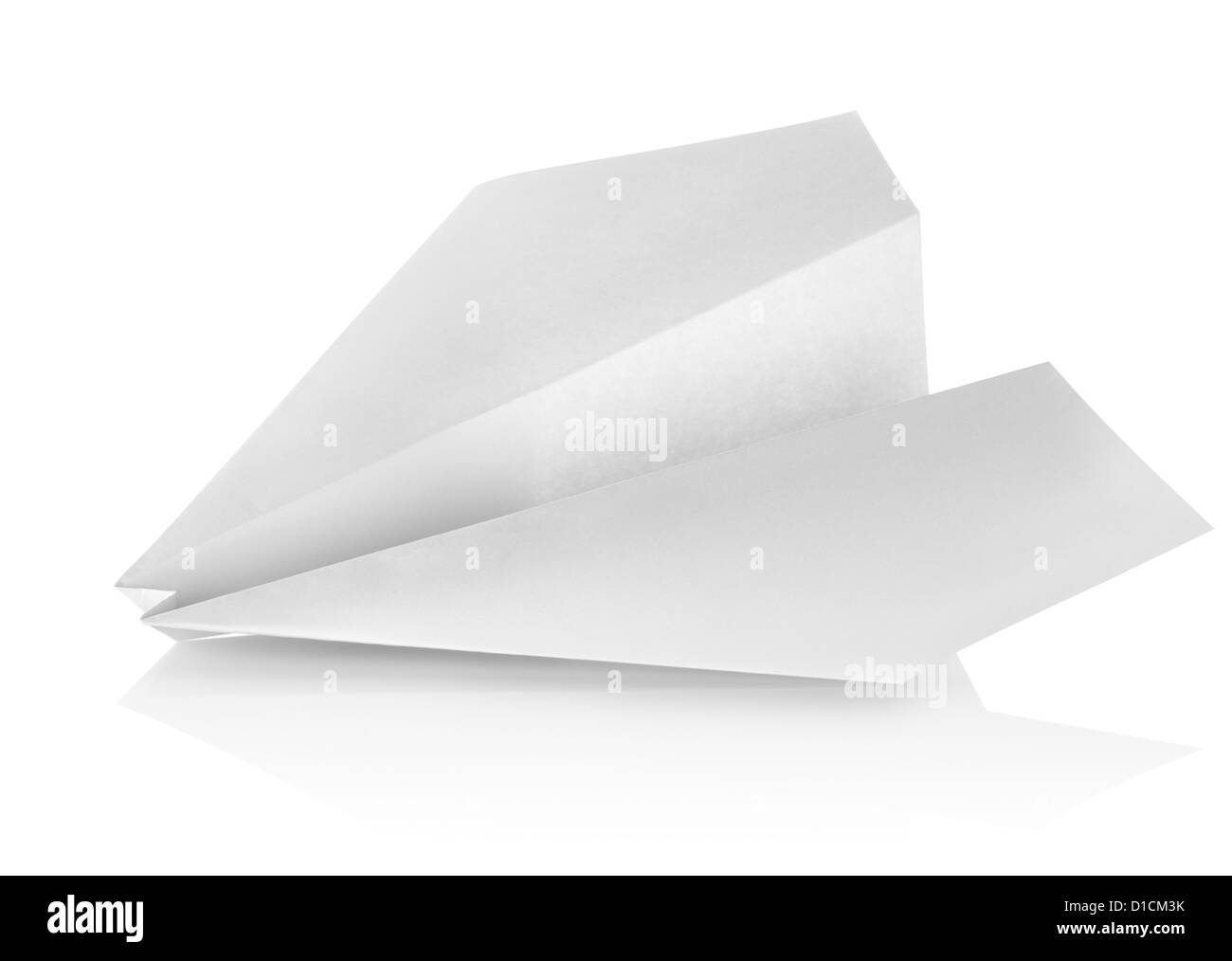 Aeroplano di carta isolato su uno sfondo bianco Foto Stock