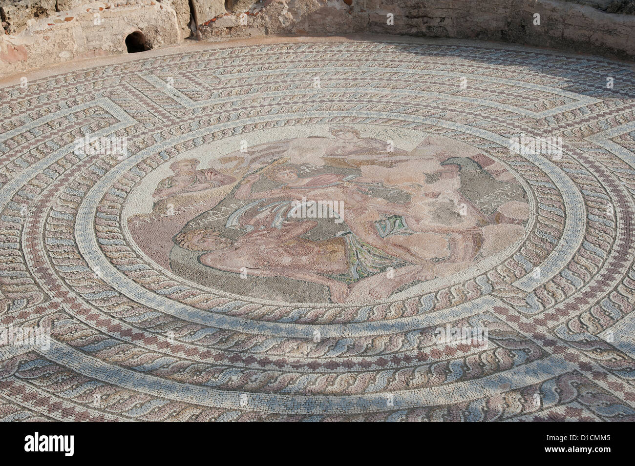 Mosaici di Paphos. Teseo e il MINOTAURO mosaico a Pafos Cipro Foto Stock