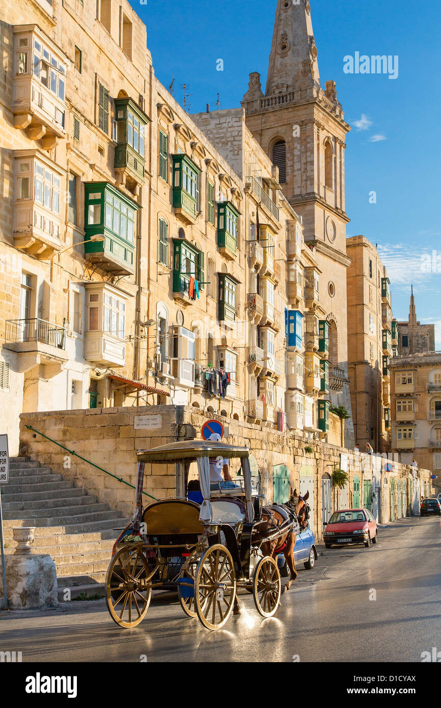 Malta, scena di strada di La Valletta Foto Stock