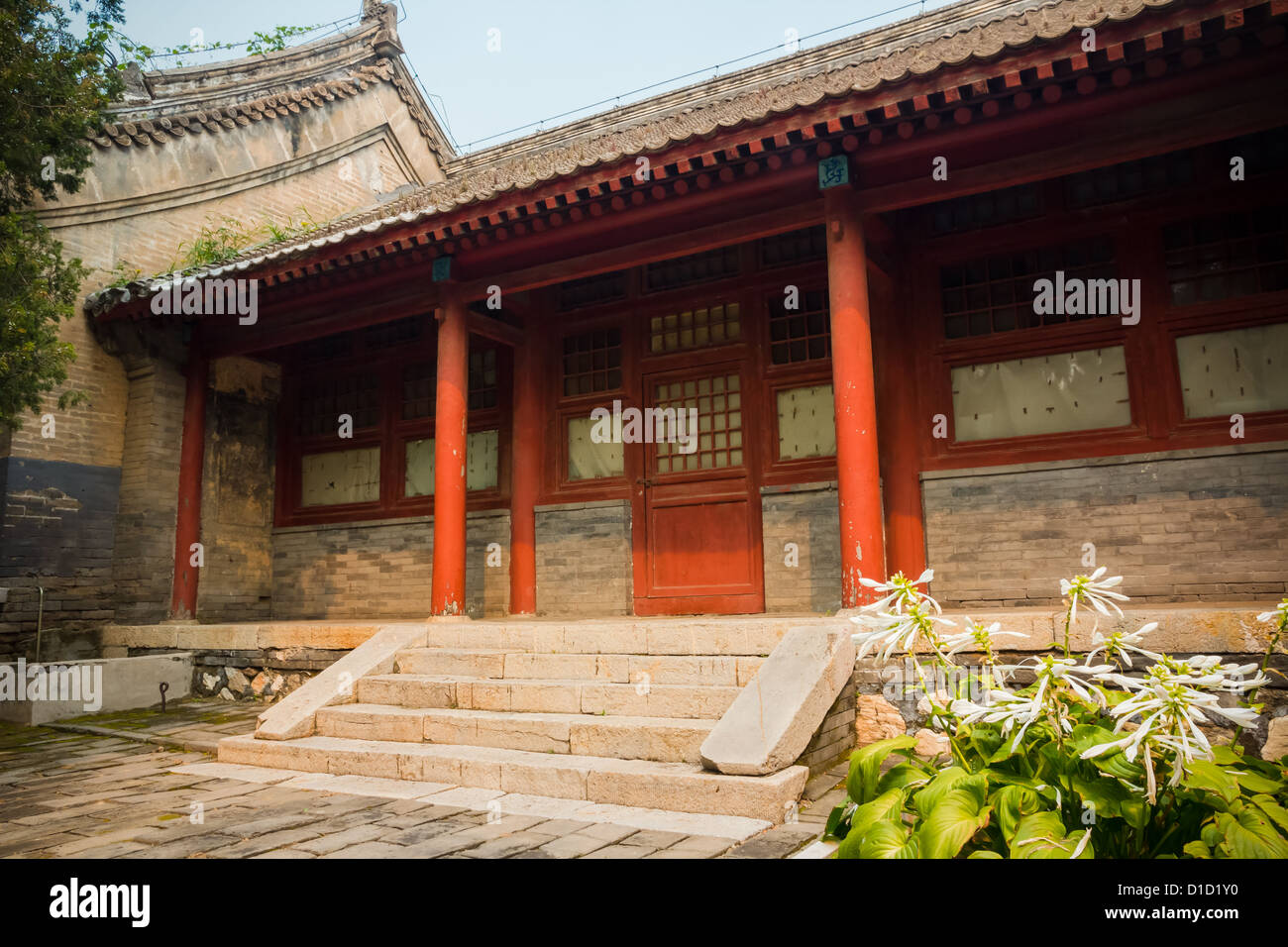 Edificio in rosso (Lumaca Hong Luo) Tempio, Pechino, Cina Foto Stock