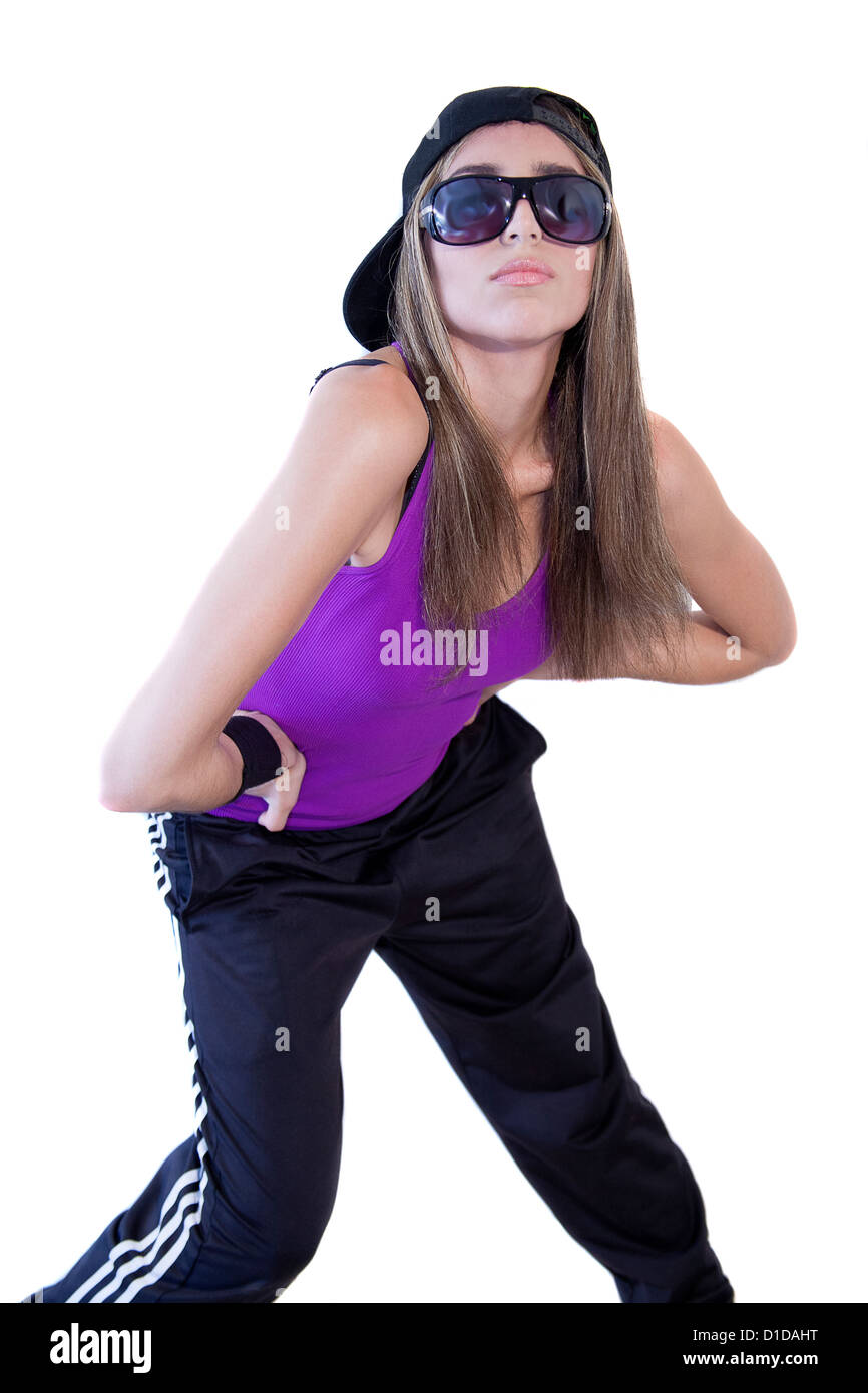 Ragazza indossando hip hop vestiti Foto stock - Alamy