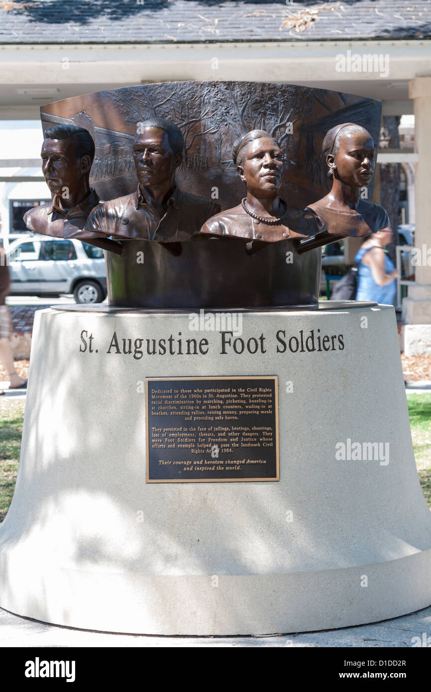 Sant'Agostino soldati a piedi un monumento dedicato al movimento per i diritti civili ai partecipanti nel centro di Sant'Agostino, Florida USA Foto Stock