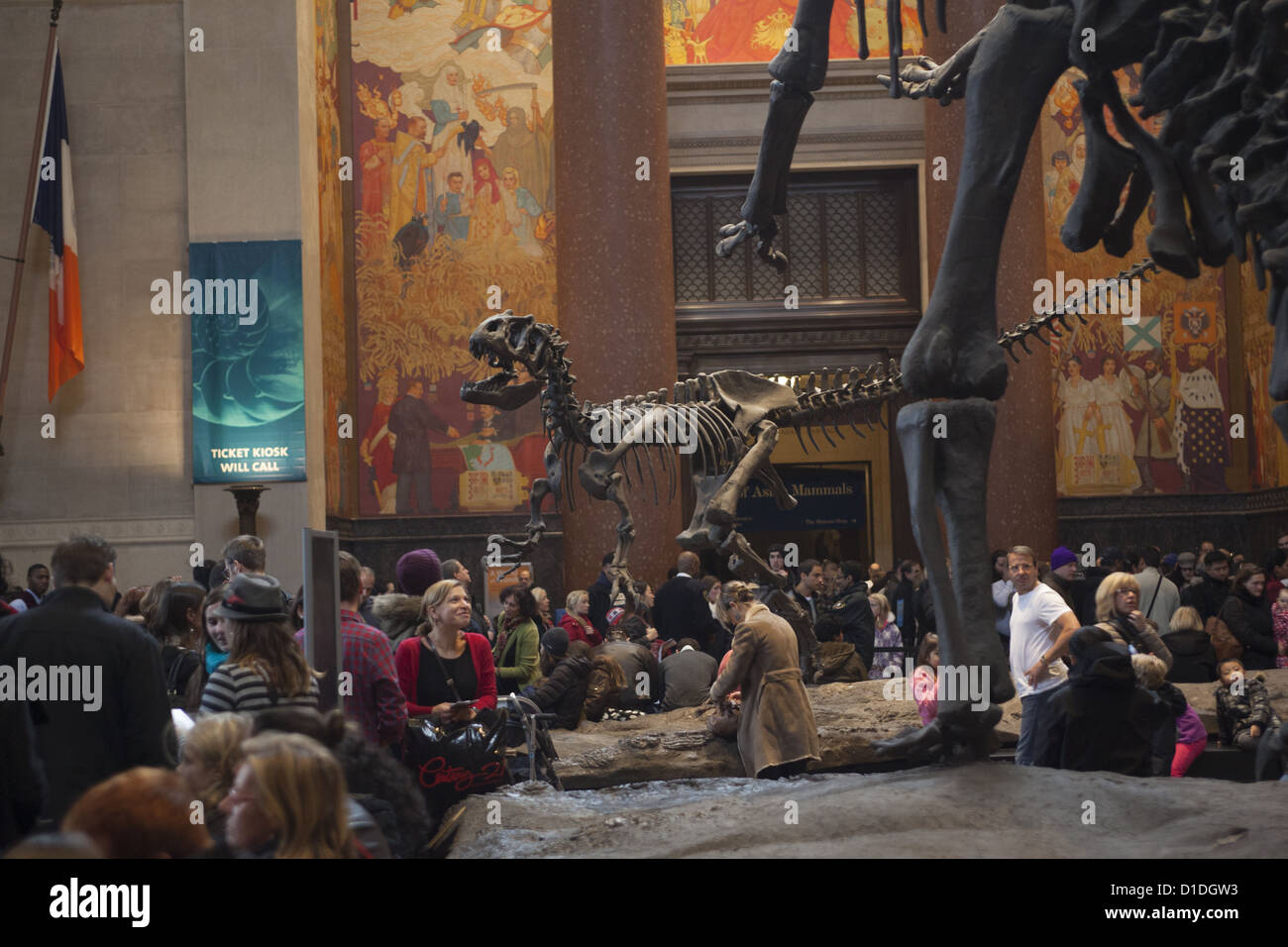 Ingresso al Museo Americano di Storia Naturale su Central Park West a New York City. Foto Stock