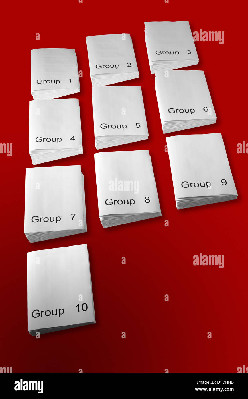 Un set di file numerati da 1 a 10. Foto Stock
