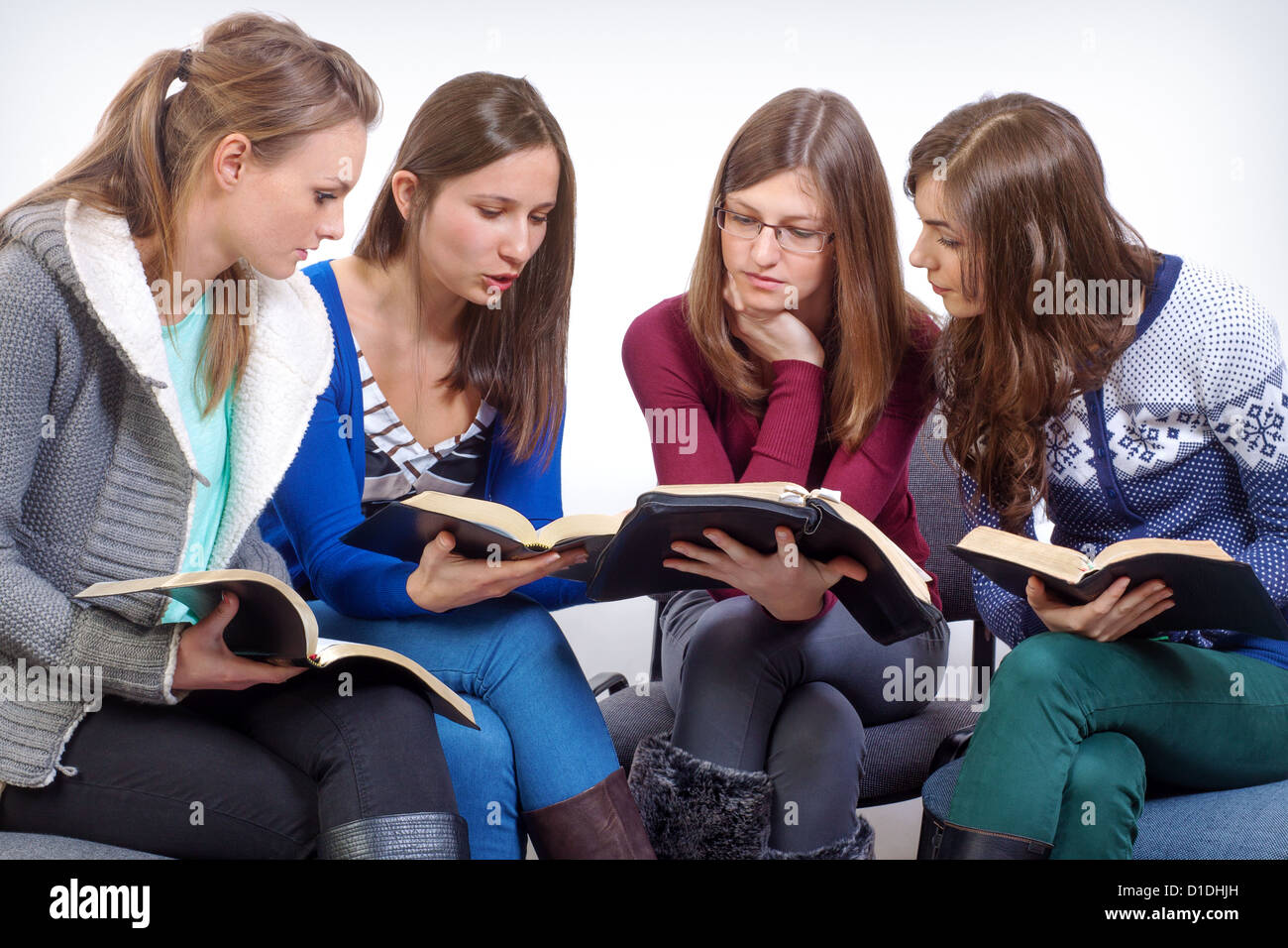 Donne Squadra imparare la verità della Bibbia Foto Stock