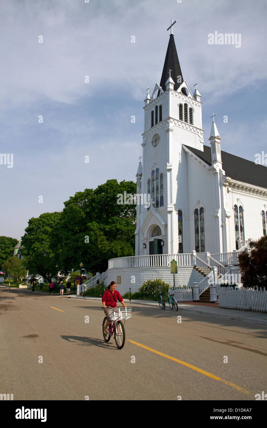 Ste. Anne chiesa cattolica sull isola di Mackinac situato nel Lago Huron, Michigan, Stati Uniti d'America. Foto Stock