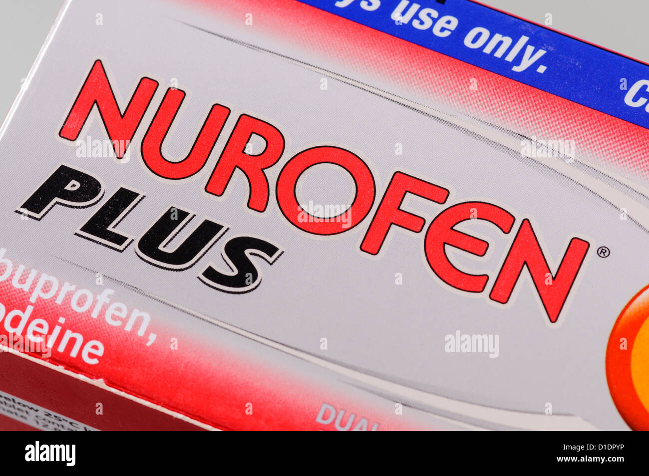 Scatola di Nurofen Plus antidolorifico compresse contenenti ibuprofen e codeina Foto Stock