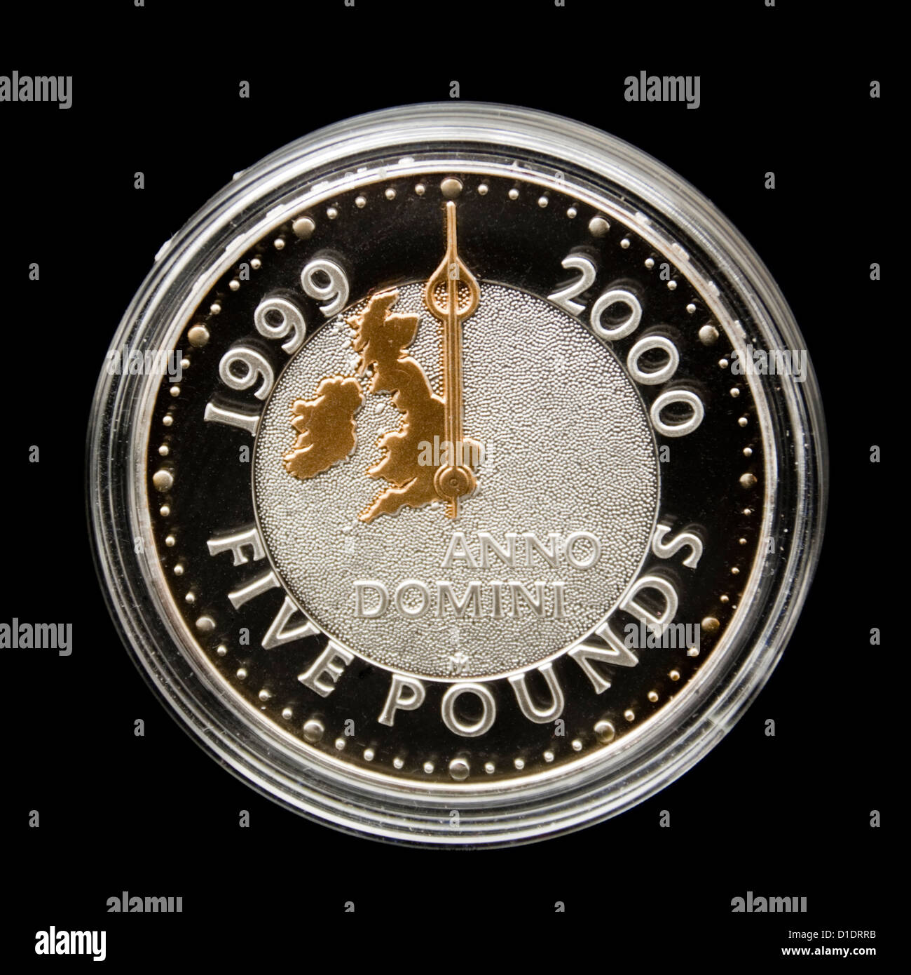 Inversione di marcia della British Royal Mint (serie Millennium) £ 5 prova commemorativa moneta. Foto Stock