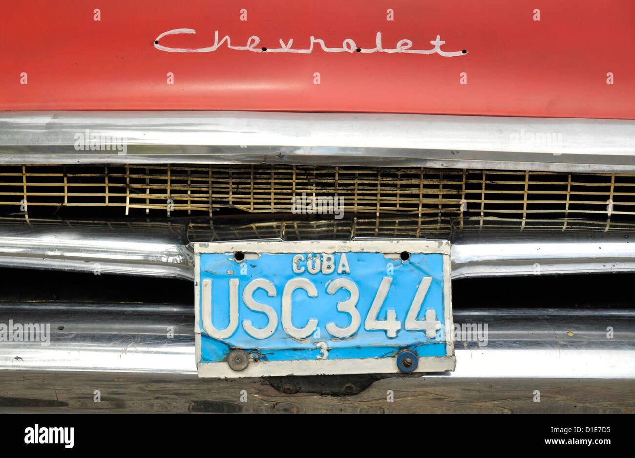 Chevy numero di targa di Cuba. Foto Stock