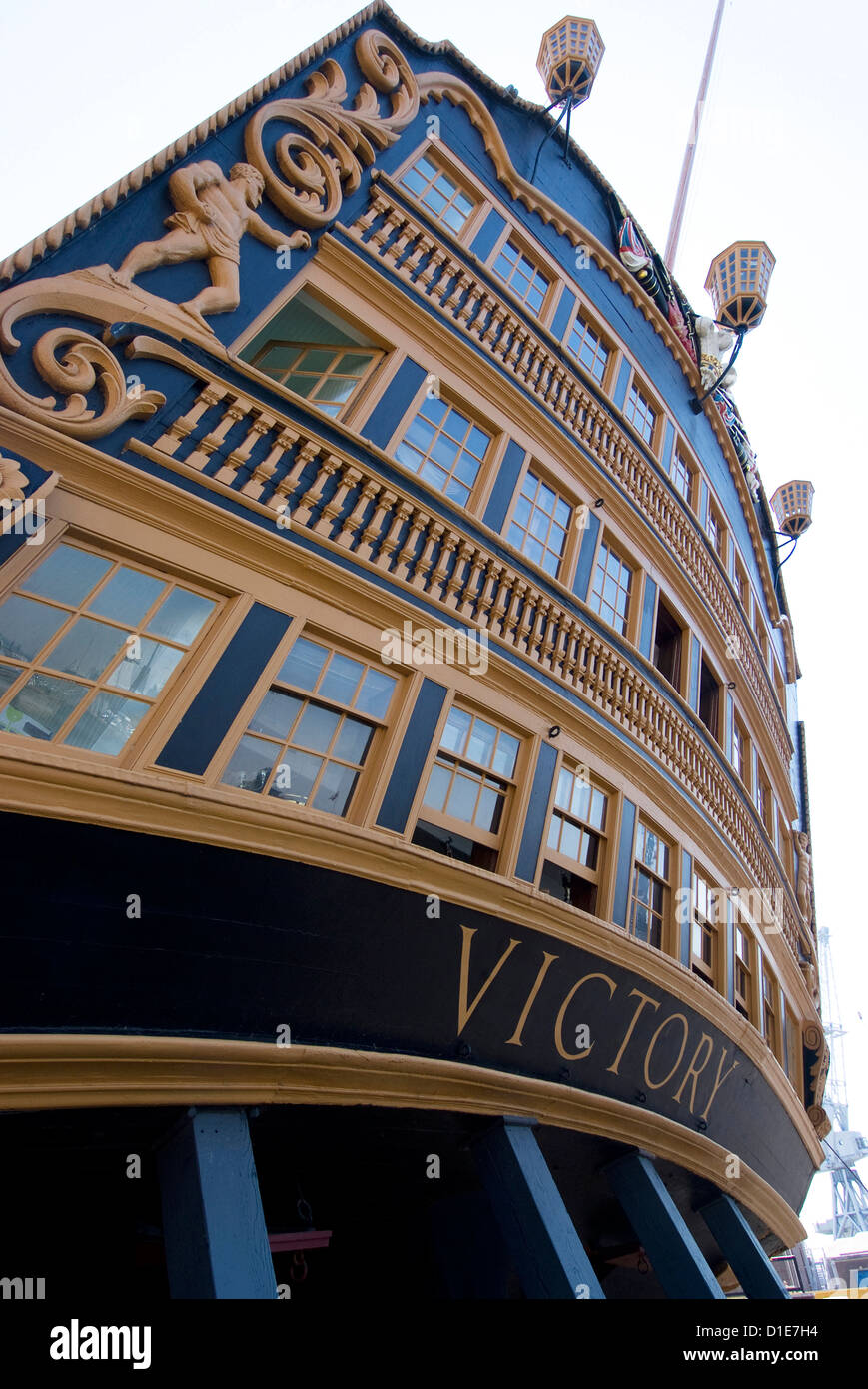 L'ammiraglio Nelson's ship, HMS Victory, storico di Portsmouth Docks, Portsmouth, Hampshire, Inghilterra, Regno Unito, Europa Foto Stock